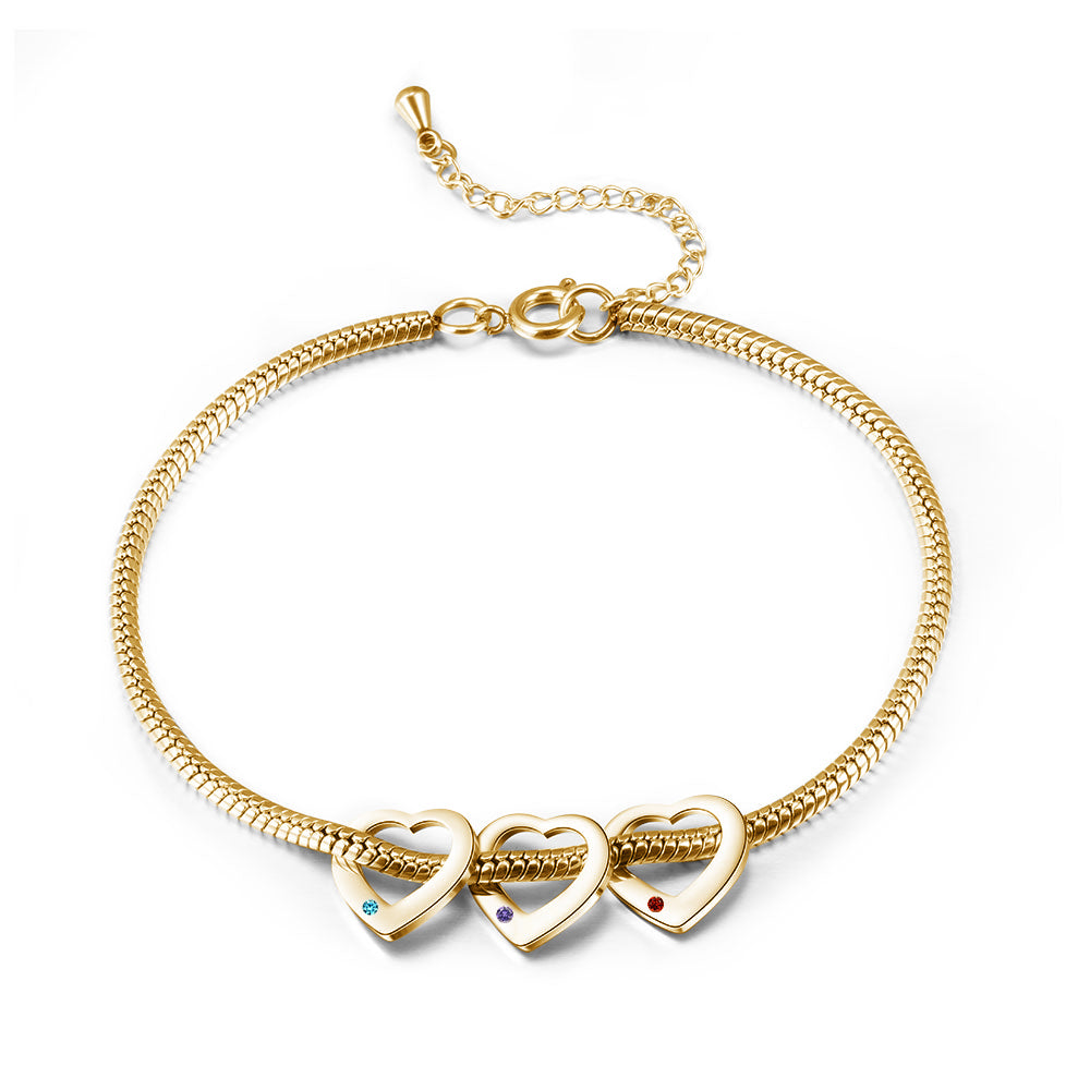 Heart Birthstone Engraved Name Anklet