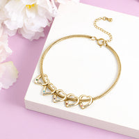 Heart Birthstone Engraved Name Anklet