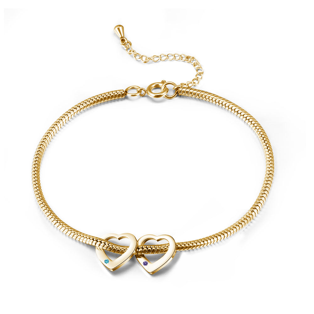Heart Birthstone Engraved Name Anklet