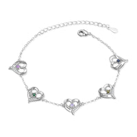 Heart Birthstone Name Anklet, White Gold