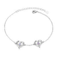 Heart Birthstone Name Anklet, White Gold