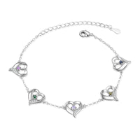 Heart Birthstone Name Anklet, White Gold