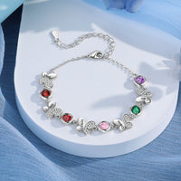 Butterfly Birthstone Engraved Bracelet