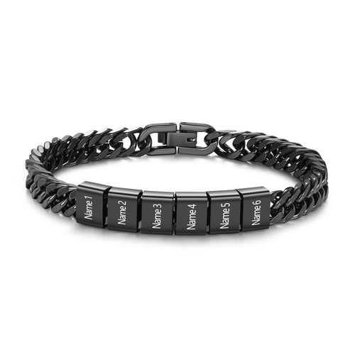Men's Name Bead Curb Chain Bracelet