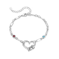Heart Birthstone Name Bead Bracelet