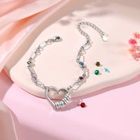 Heart Birthstone Name Bead Bracelet