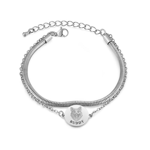 Pet Photo Engraved Disc Bracelet