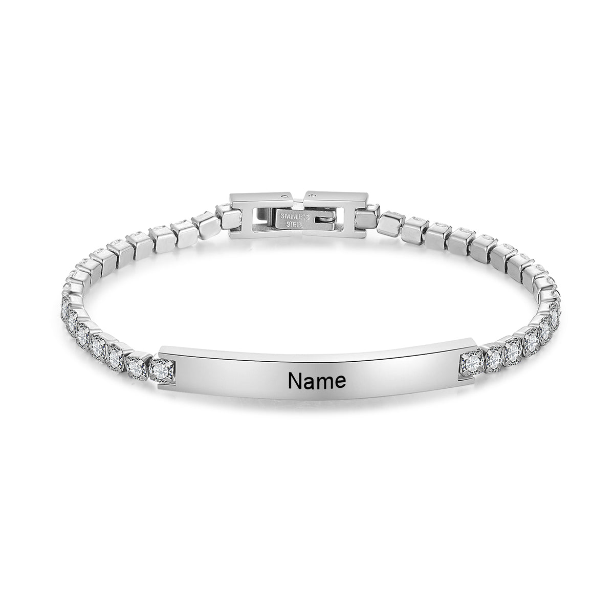 Women's Engraved Name Bar Tennis Bracelet