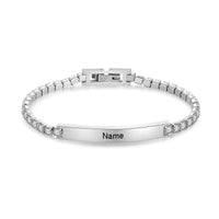 Women's Engraved Name Bar Tennis Bracelet