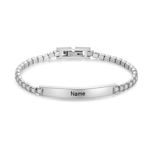 Women's Engraved Name Bar Tennis Bracelet