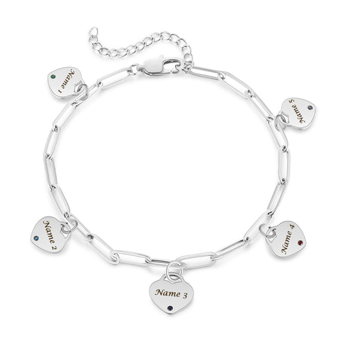 Heart Charm Engraved Name Anklet