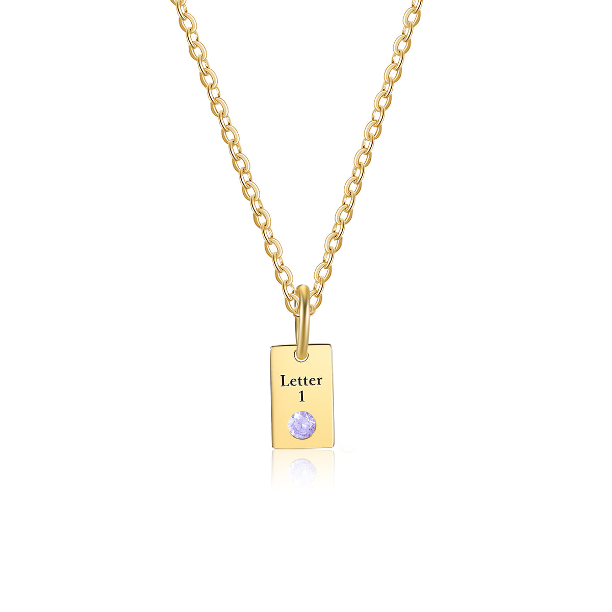 Custom Birthstone Engraved Necklace