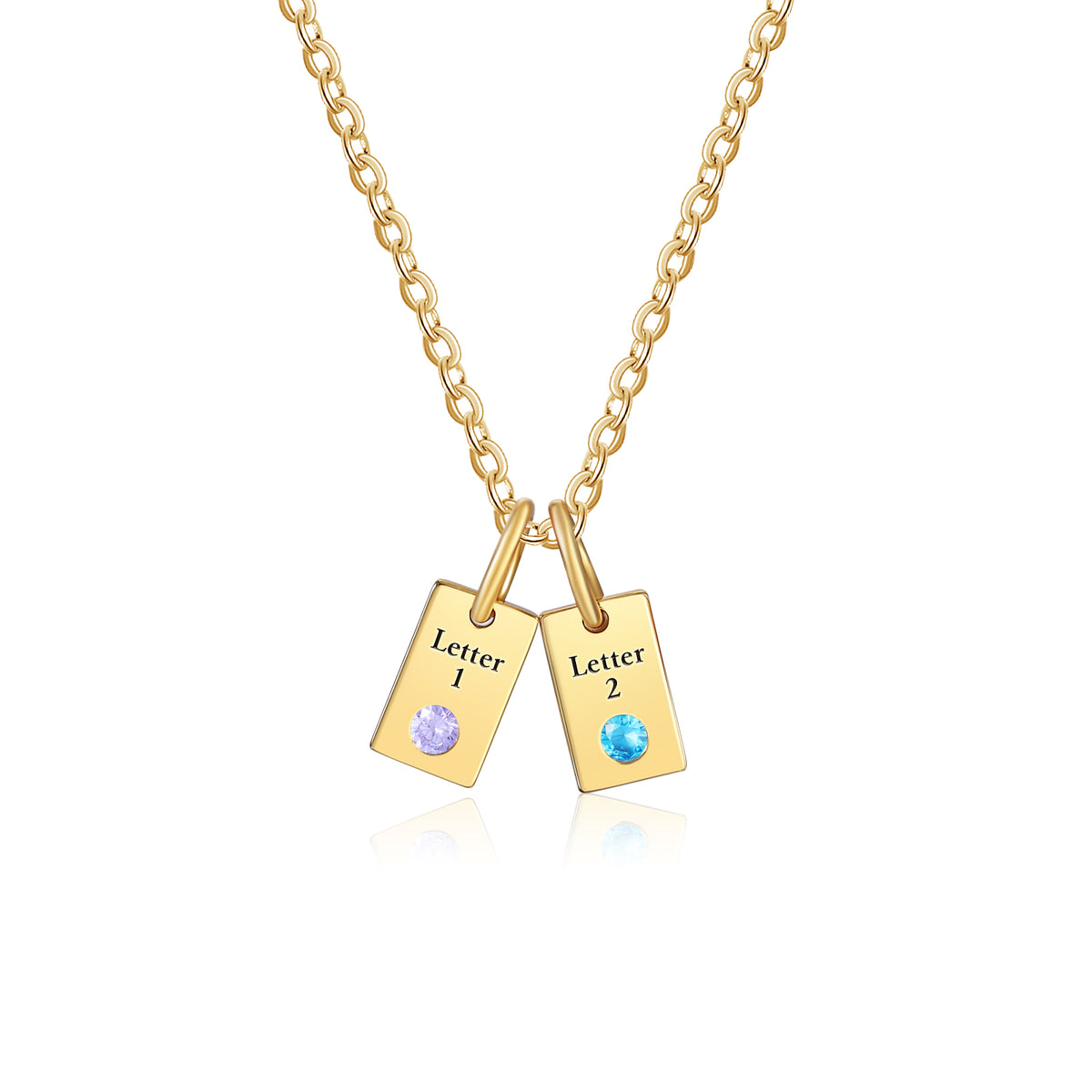 Custom Birthstone Engraved Necklace