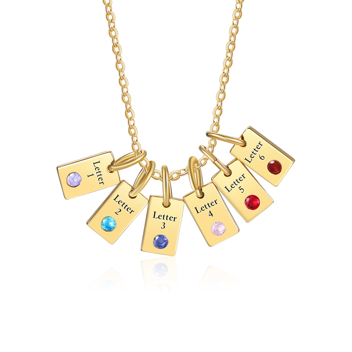 Custom Birthstone Engraved Necklace