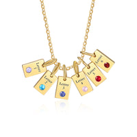 Custom Birthstone Engraved Necklace