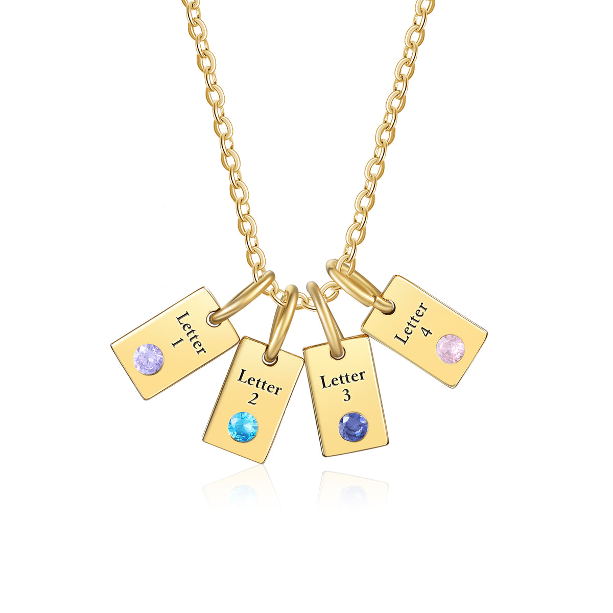 Custom Birthstone Engraved Necklace