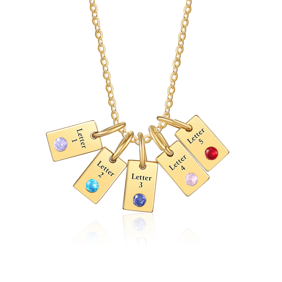 Custom Birthstone Engraved Necklace