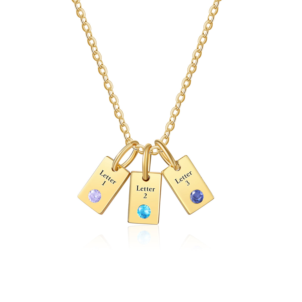 Custom Birthstone Engraved Necklace
