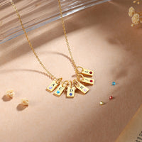 Custom Birthstone Engraved Necklace