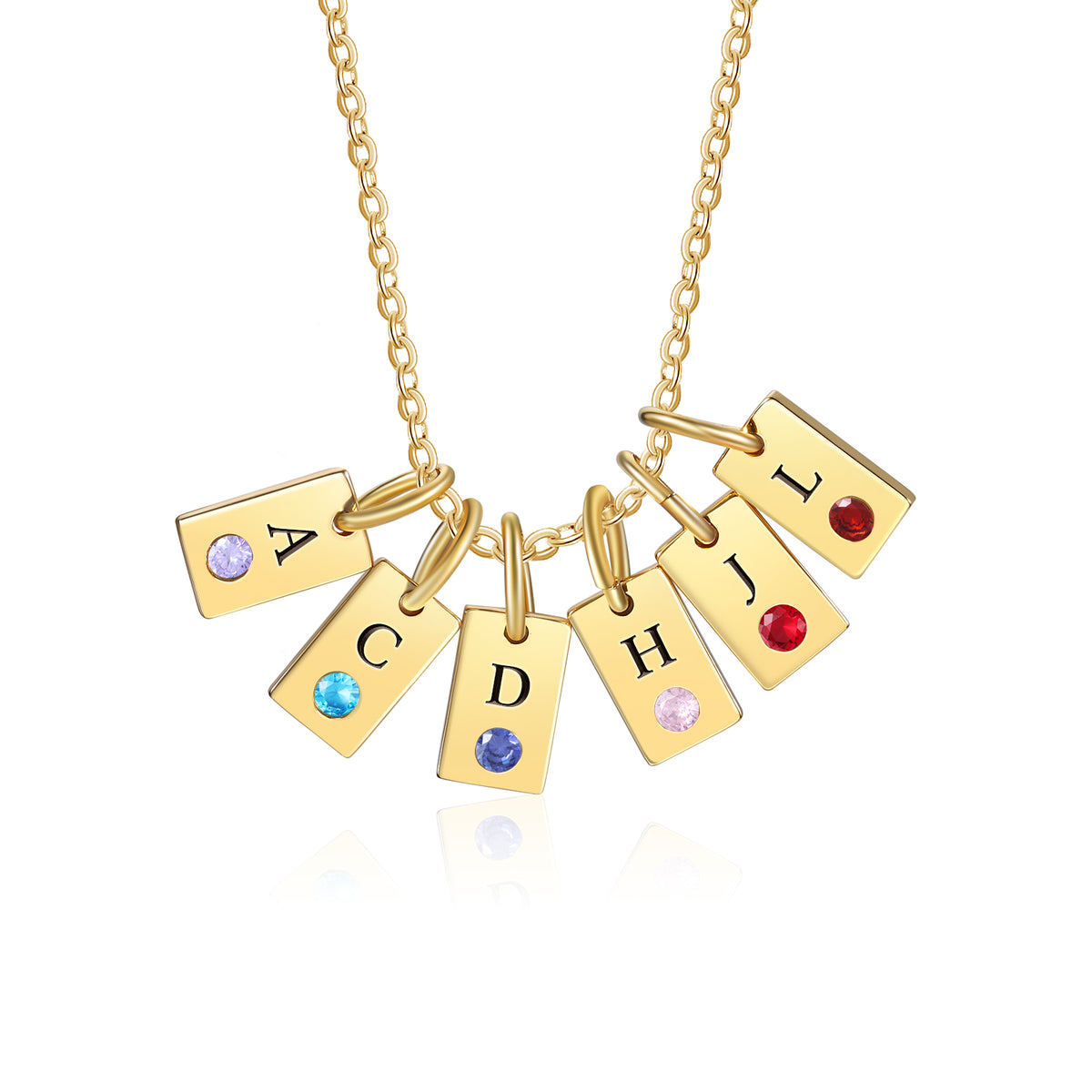 Custom Birthstone Engraved Necklace
