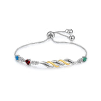 Twisted Birthstone Engraved Name Bracelet