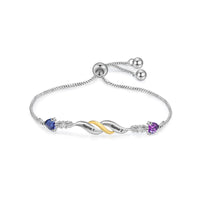 Twisted Birthstone Engraved Name Bracelet