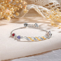 Twisted Birthstone Engraved Name Bracelet