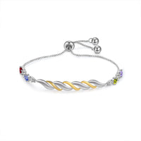 Twisted Birthstone Engraved Name Bracelet