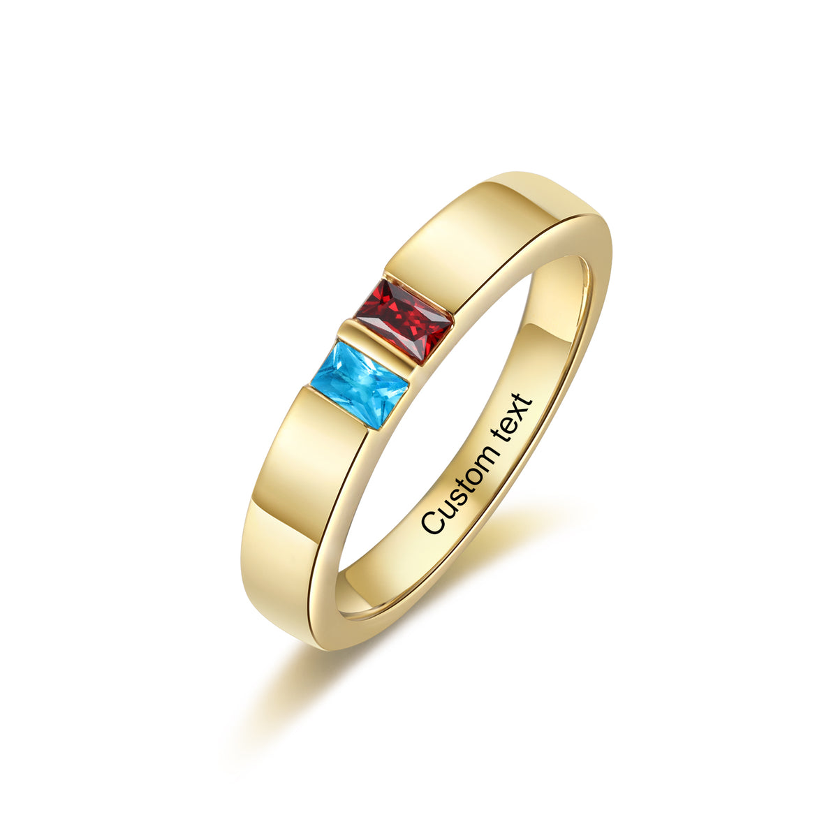 Custom Birthstone Engraved Ring