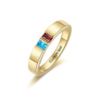 Custom Birthstone Engraved Ring