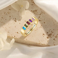 Custom Birthstone Engraved Ring