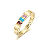 Custom Birthstone Engraved Ring