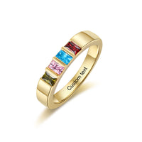 Custom Birthstone Engraved Ring