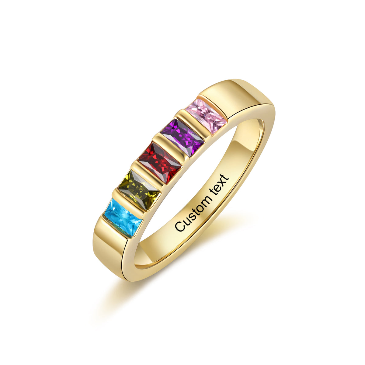 Custom Birthstone Engraved Ring