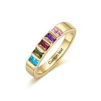 Custom Birthstone Engraved Ring