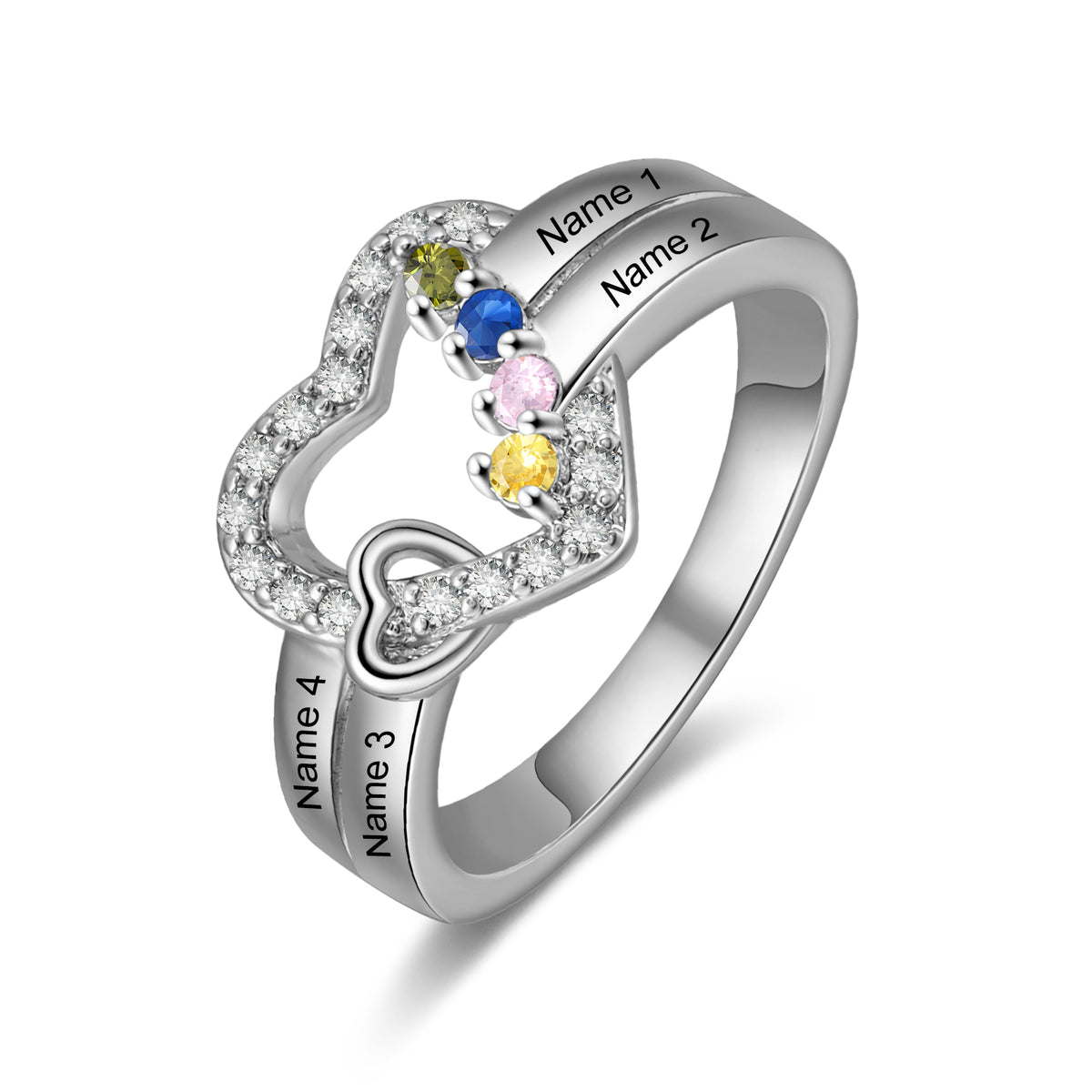 Custom Birthstone Engraved Ring