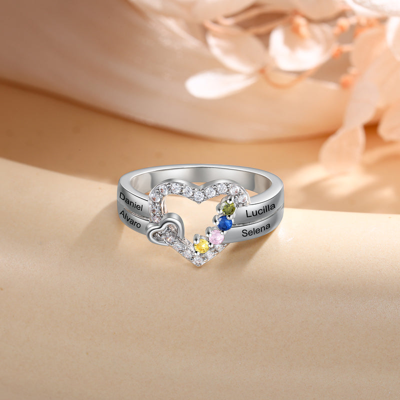 Custom Birthstone Engraved Ring