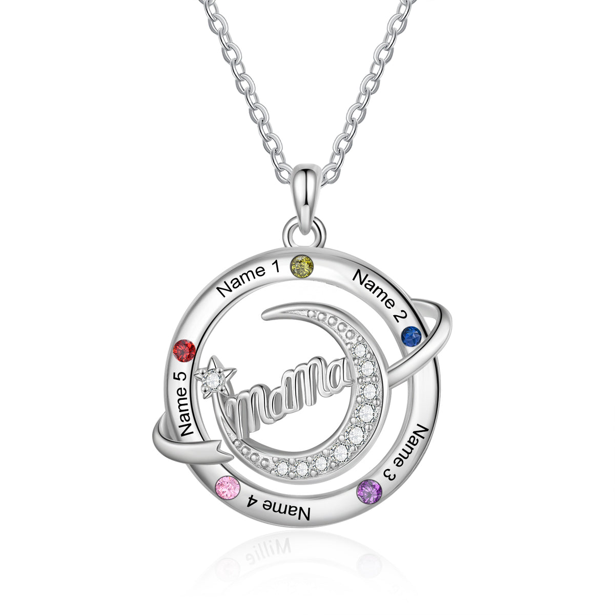 Custom Birthstone Engraved Necklace