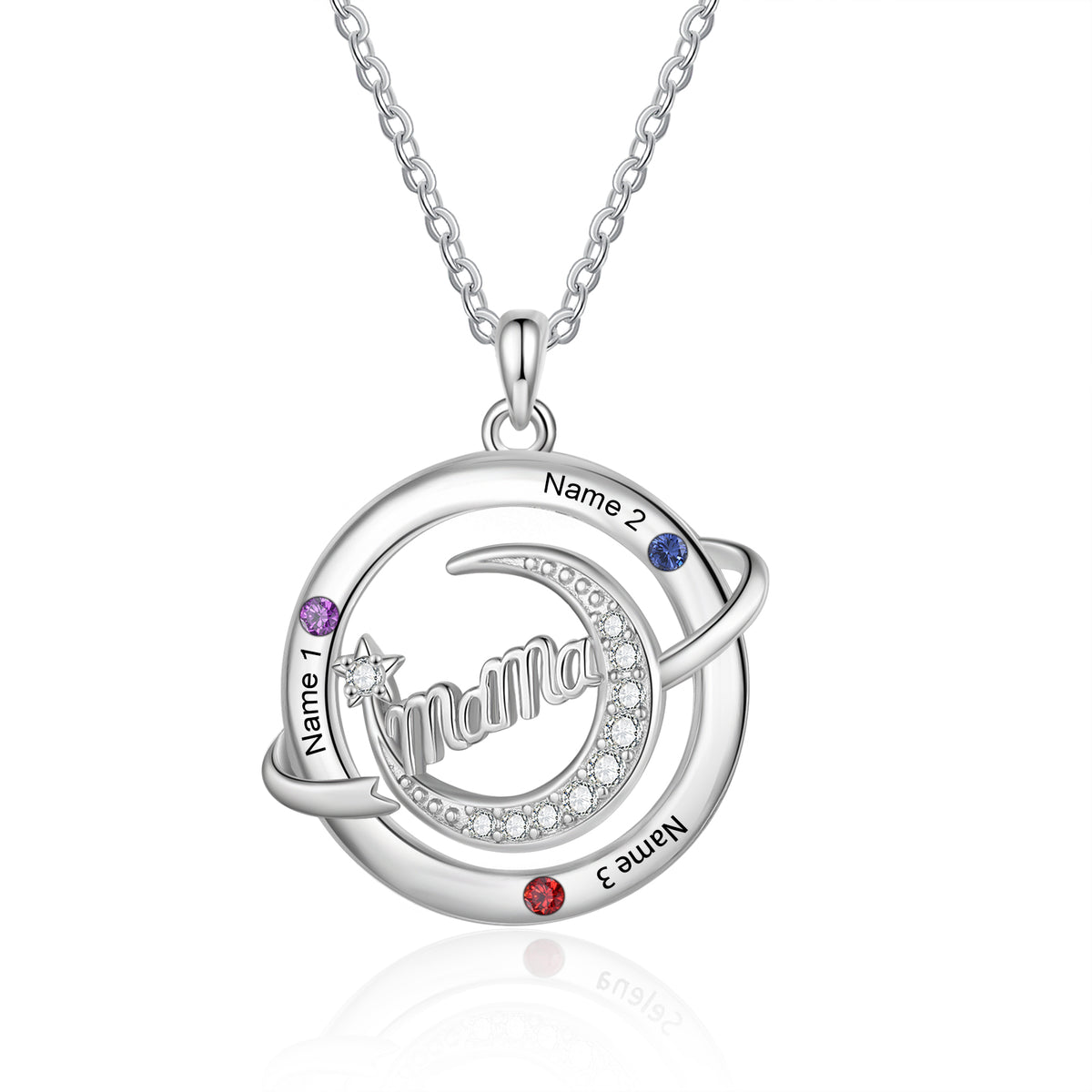 Custom Birthstone Engraved Necklace