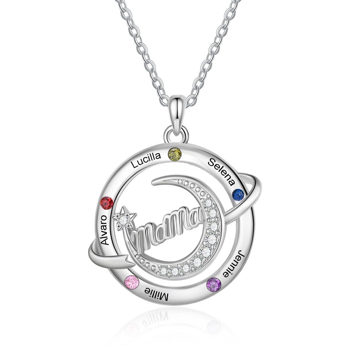 Custom Birthstone Engraved Necklace