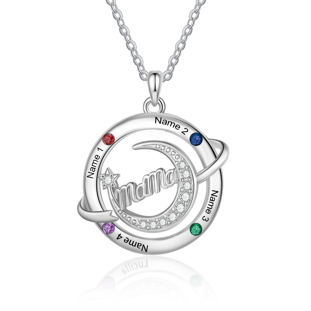 Custom Birthstone Engraved Necklace