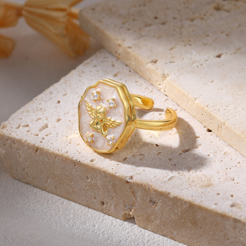 Gold Angel Photo Ring