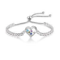 Heart Birthstone Tennis Bolo Bracelet