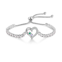 Heart Birthstone Tennis Bolo Bracelet