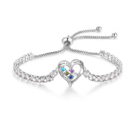 Heart Birthstone Tennis Bolo Bracelet