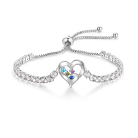 Heart Birthstone Tennis Bolo Bracelet