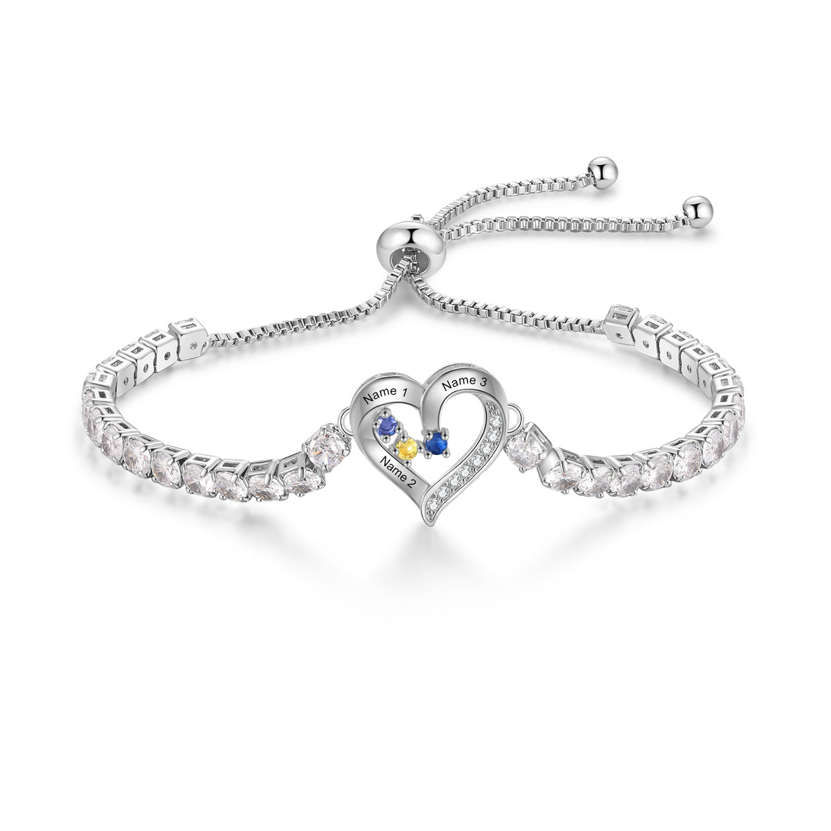 Heart Birthstone Tennis Bolo Bracelet
