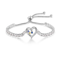 Heart Birthstone Tennis Bolo Bracelet