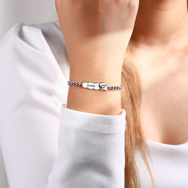 Parent and Child Engraved Name Bracelet