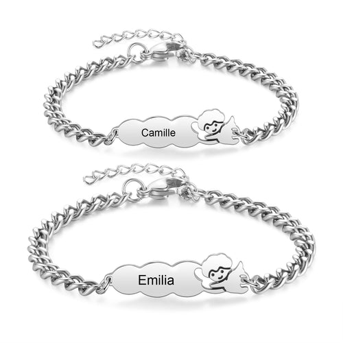 Parent and Child Engraved Name Bracelet